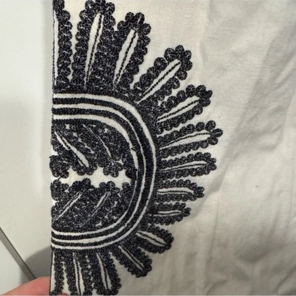 Anthropologie Embroidered Chic Cream and Black Floral Wide Leg Pants - Picture 5 of 12